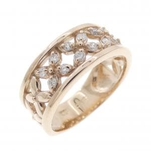 K18PG フラワー ダイヤモンド リング 0.12CT
