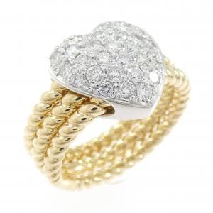 K18YG/PT900 ハート パヴェ ダイヤモンド リング 0.61CT