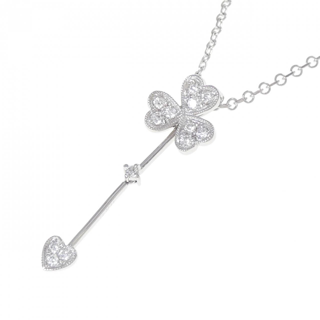 PT900/PT850 クローバー×ハート ダイヤモンド ネックレス 0.20CT