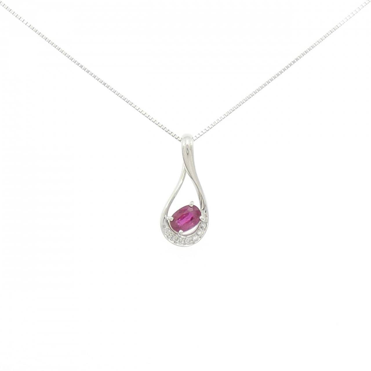 PT900/PT850 ルビー ネックレス 0.65CT