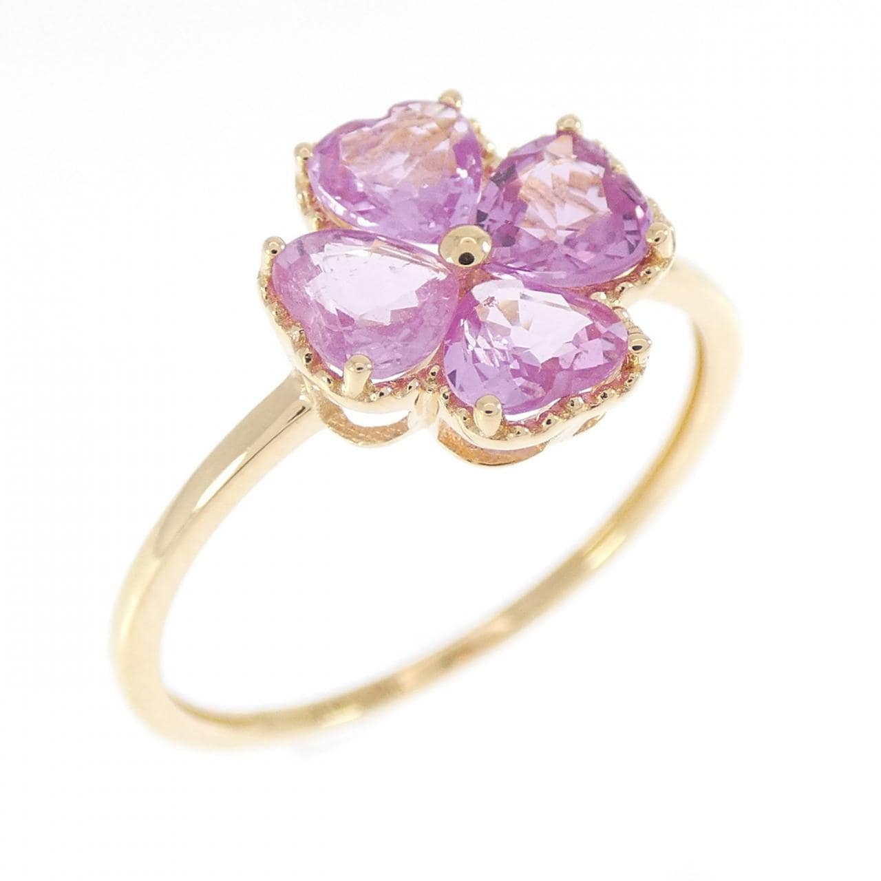 K18YG フラワー サファイヤ リング 1.13CT