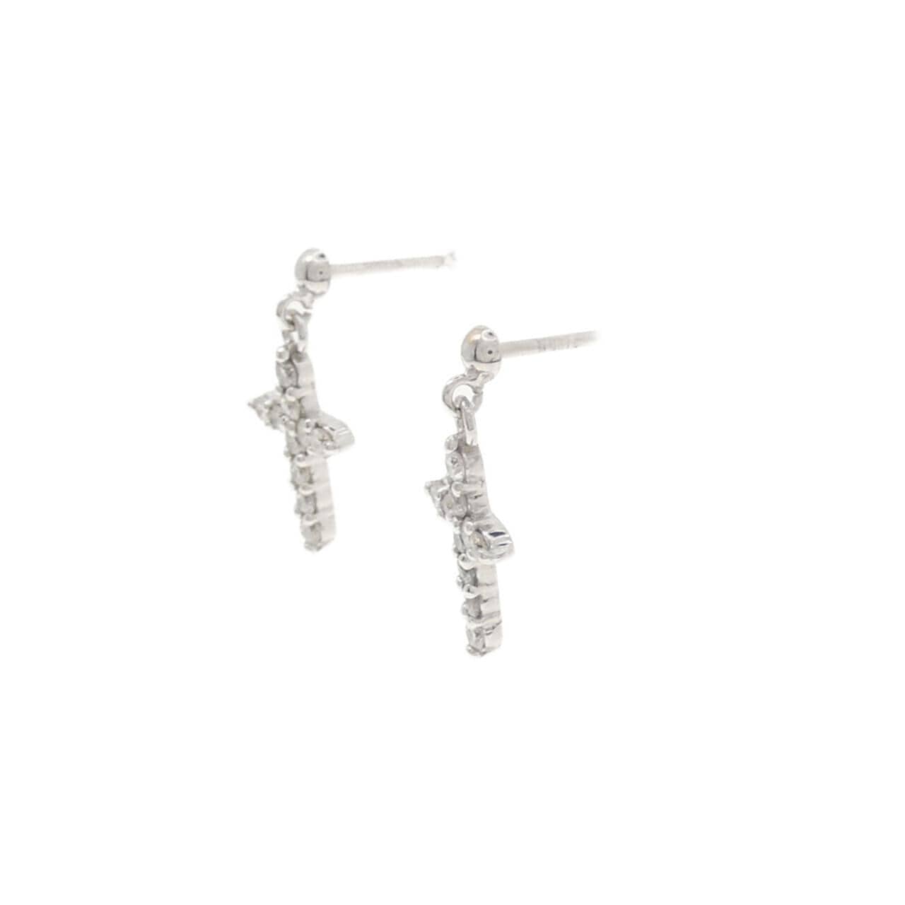 K14WG クロス ダイヤモンド ピアス 0.30CT