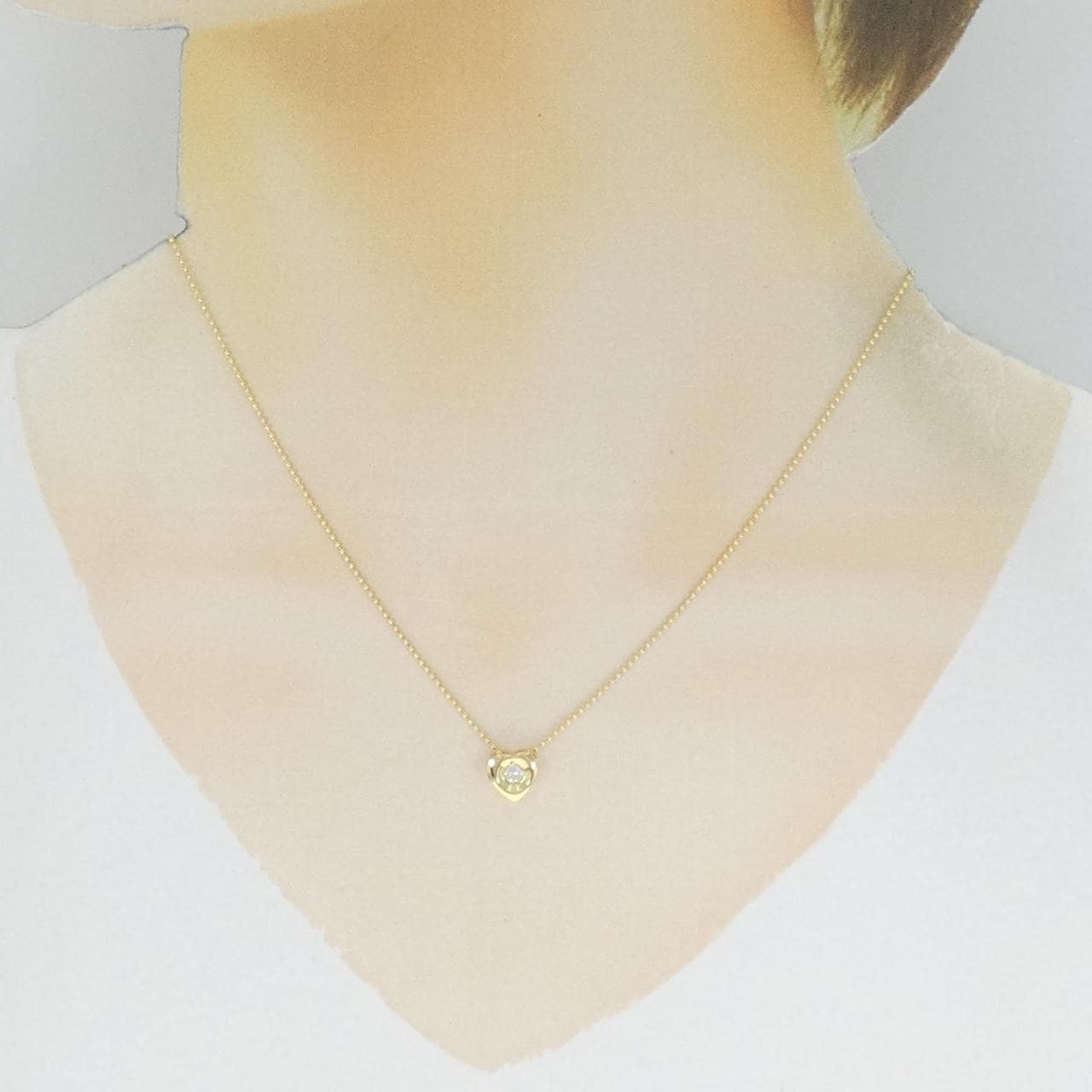 K18YG ハート ダイヤモンド ネックレス 0.11CT