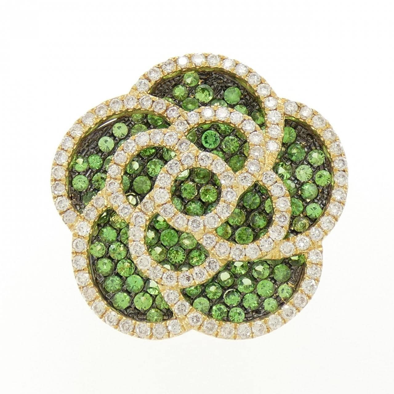 K18YG/K18BG Flower Green Garnet Ring 2.00CT