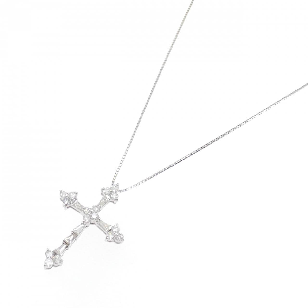 K18WG クロス ダイヤモンド ネックレス 1.00CT