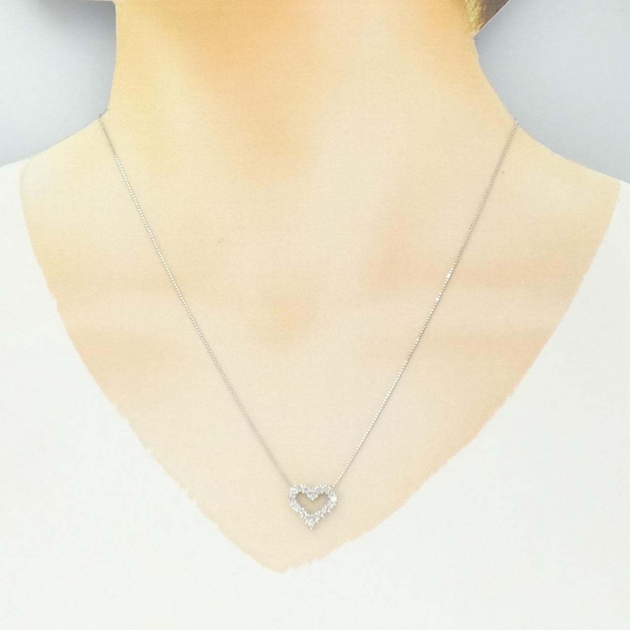 K18WG ハート ダイヤモンド ネックレス 0.50CT