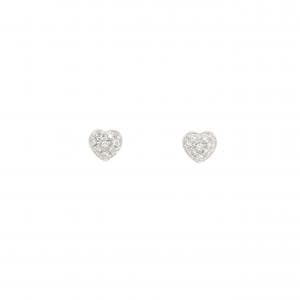 K18WG ハート ダイヤモンド ピアス 0.11CT