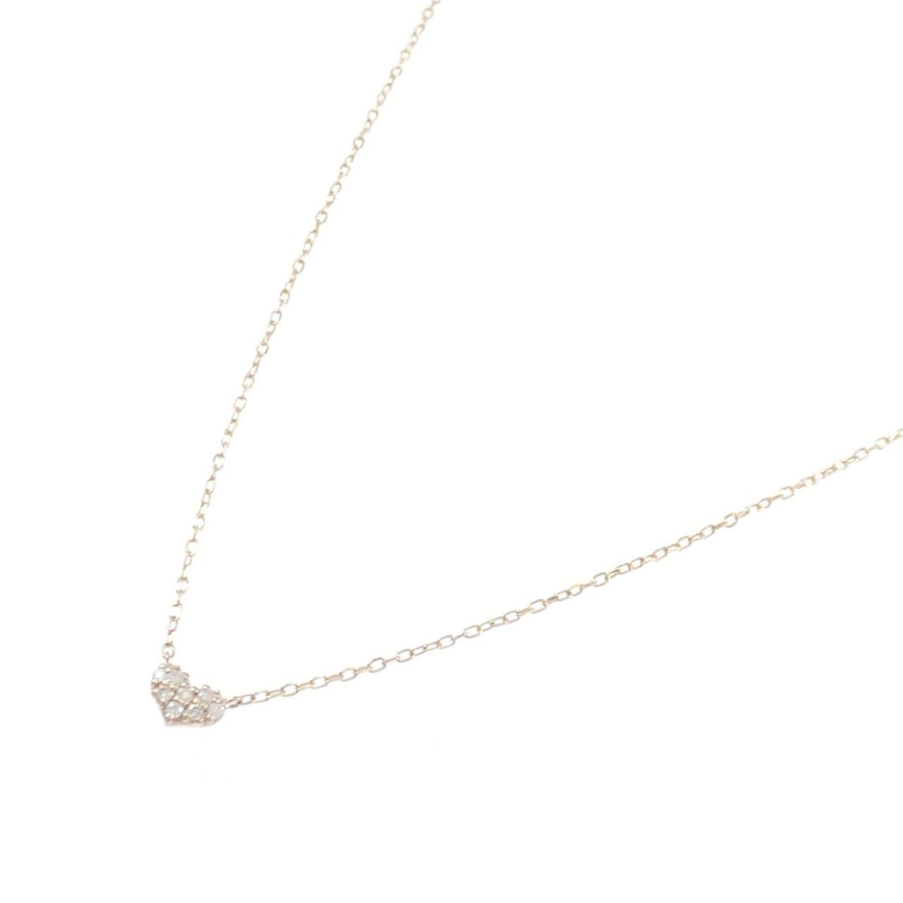 K10PG ハート ダイヤモンド ネックレス