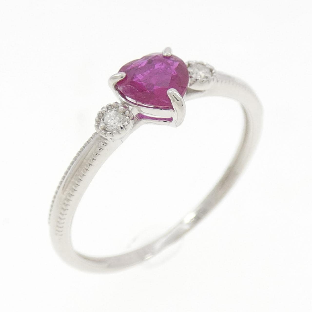 PT900 ハート ルビー リング 0.45CT