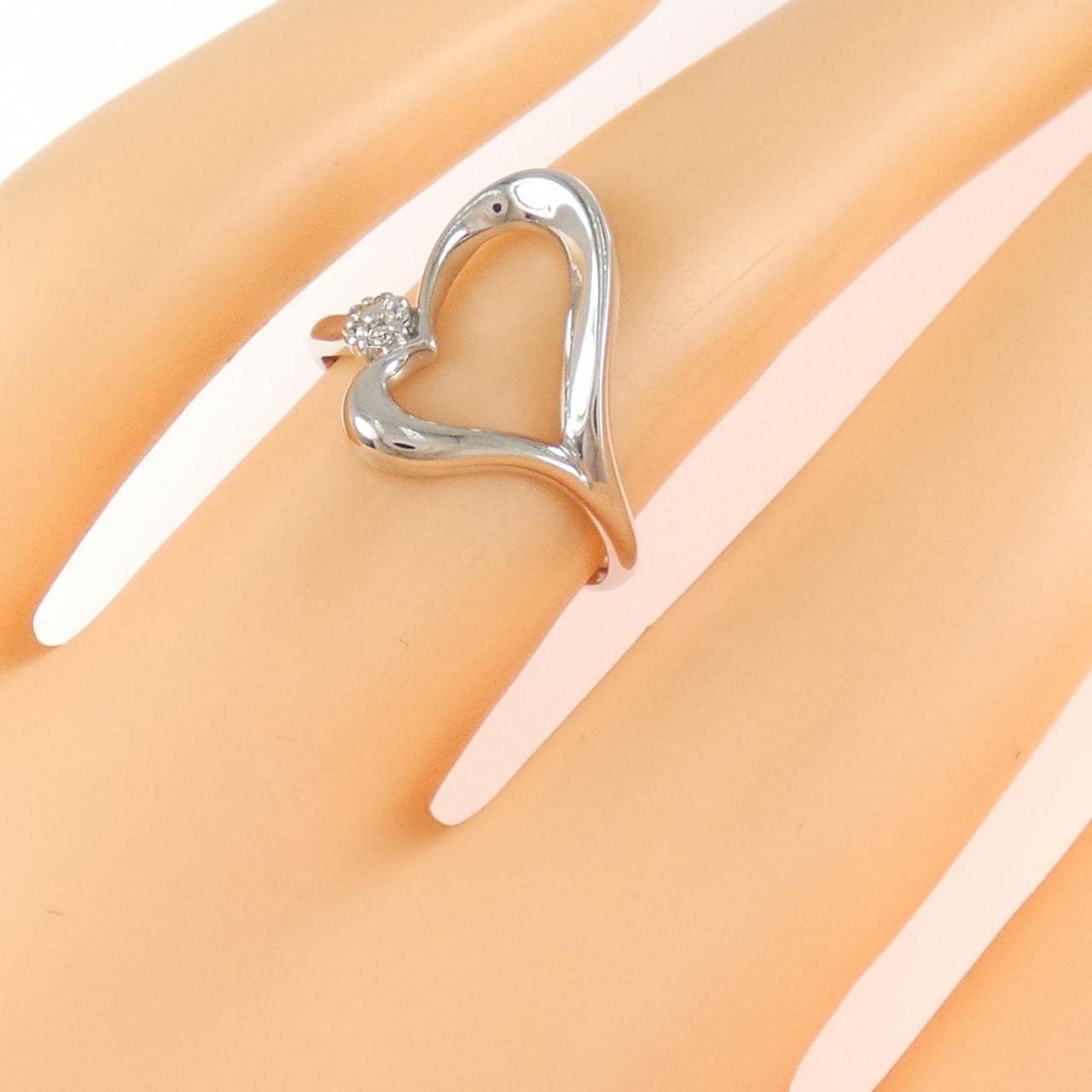 K10WG ハート×フラワー ダイヤモンド リング 0.03