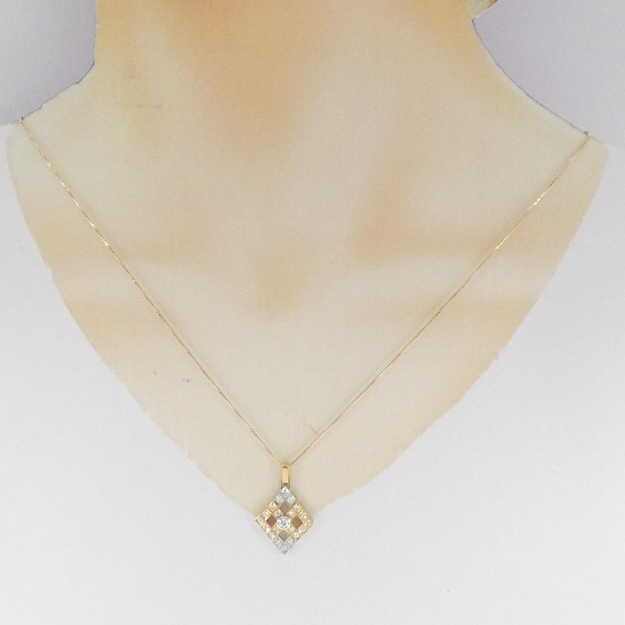 K18YG/PT900 ダイヤモンド ネックレス 0.10CT