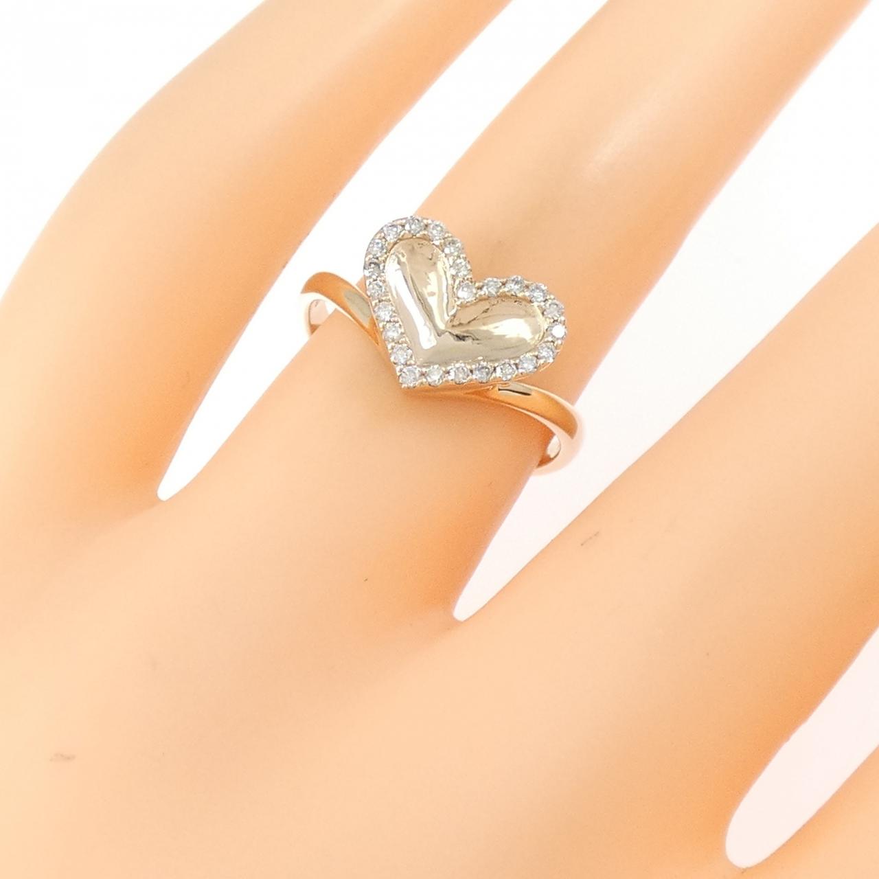 K18PG heart Diamond ring 0.15CT