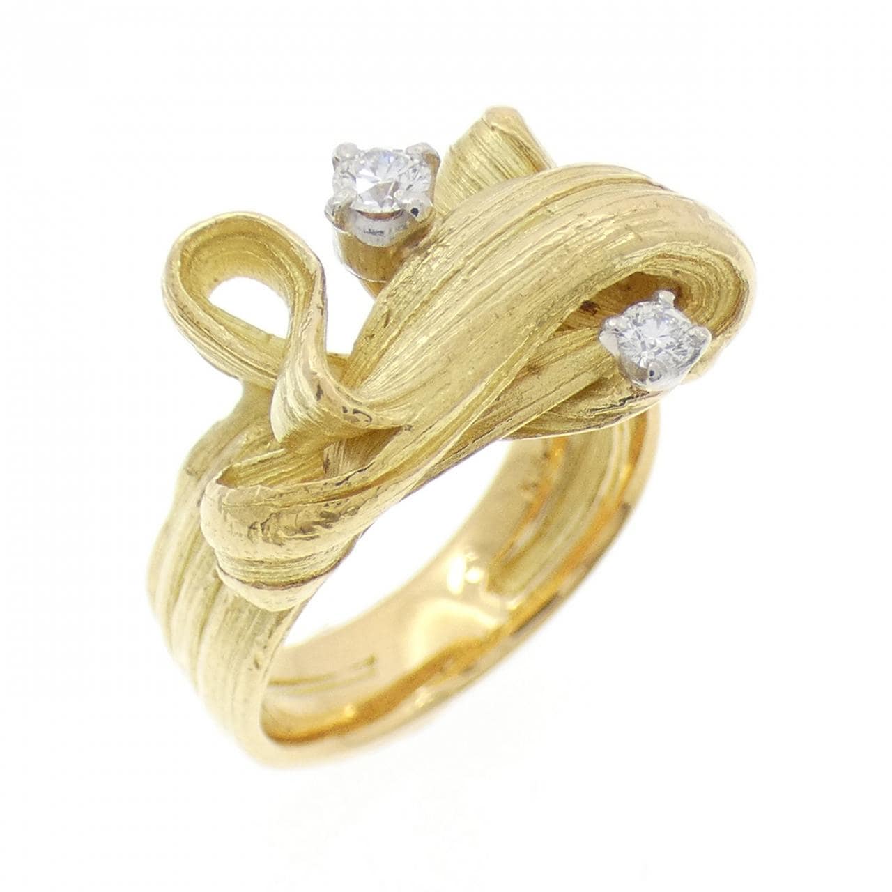 K18YG/PT900钻石戒指 0.13克拉