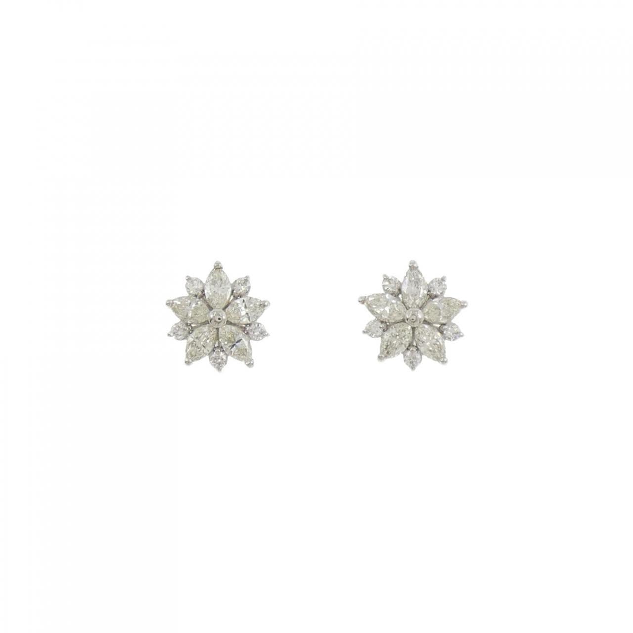 [新品] PT900 花形鑽石耳環 0.50CT