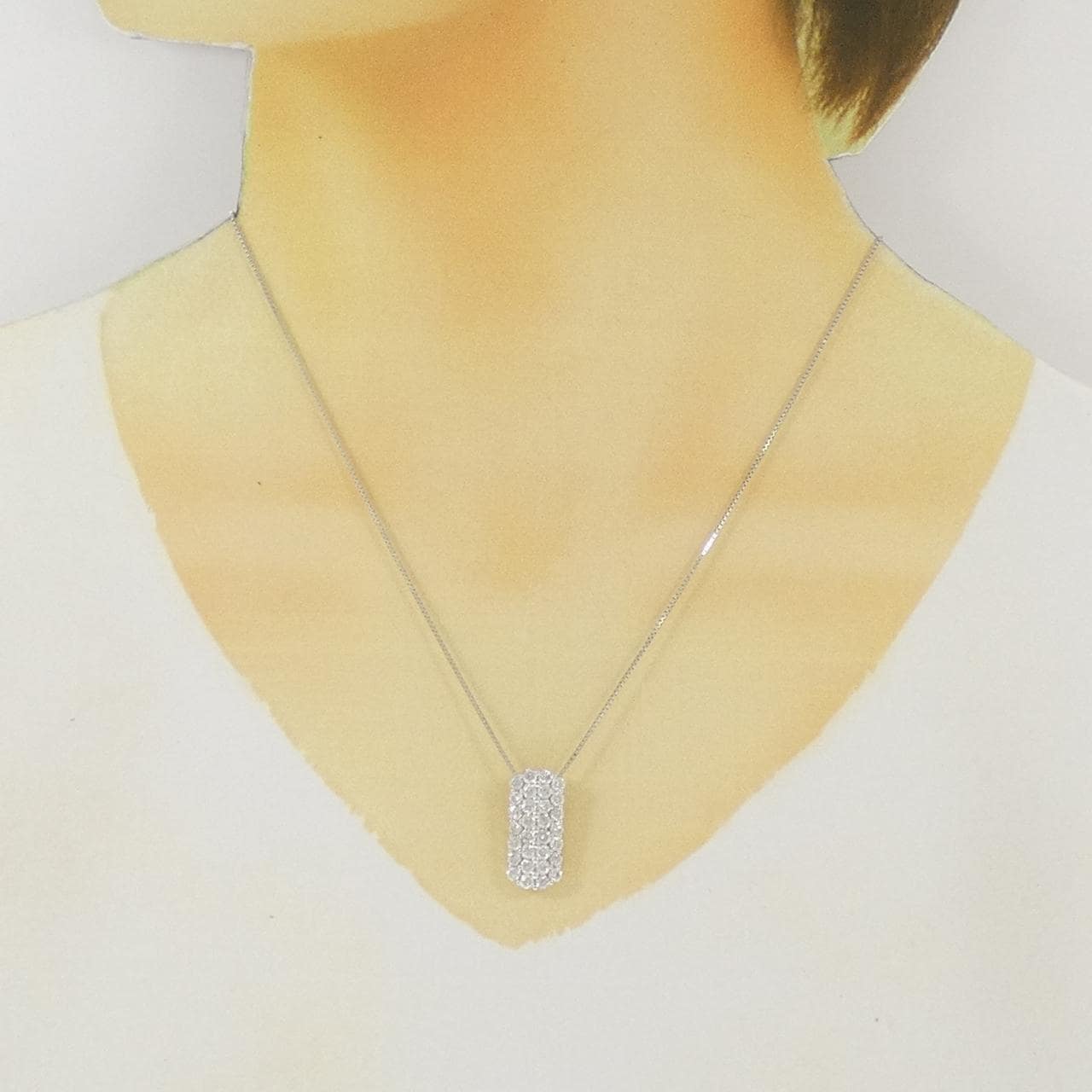 K18WG パヴェ ダイヤモンド ネックレス 2.00CT