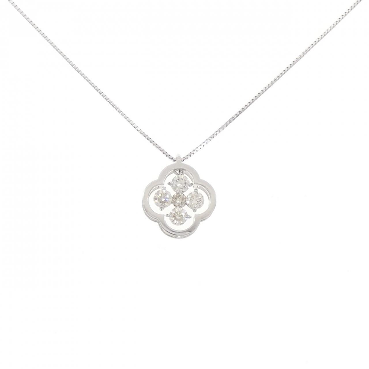 K18WG フラワー ダイヤモンド ネックレス 0.50CT