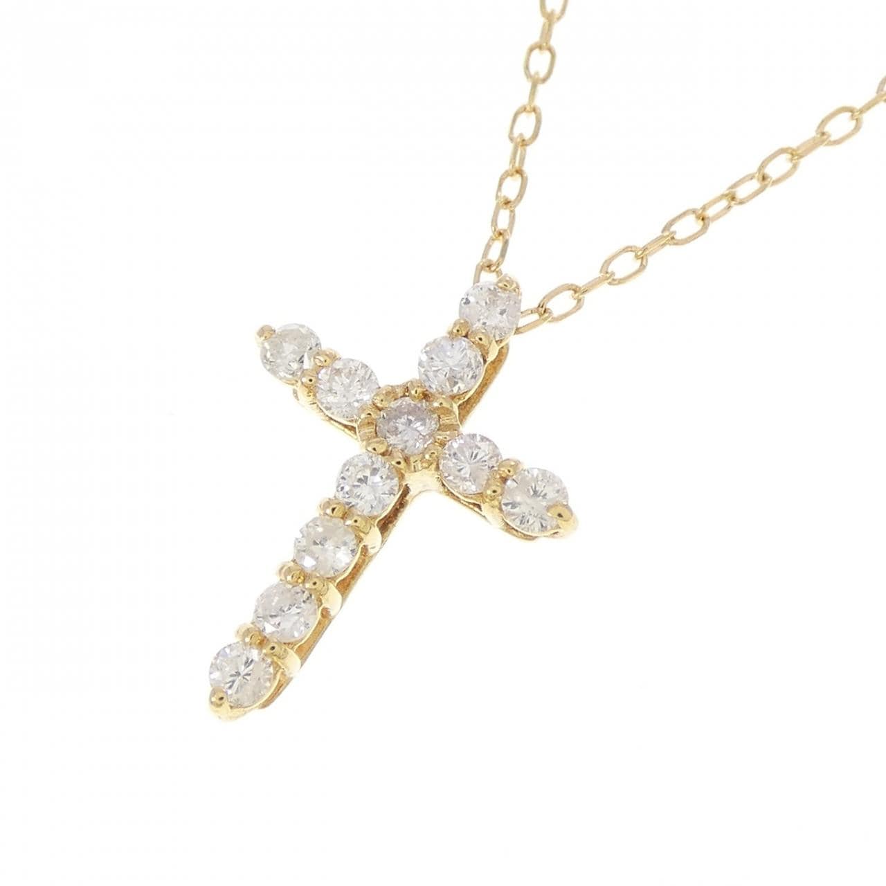 K18YG クロス ダイヤモンド ネックレス 0.20CT