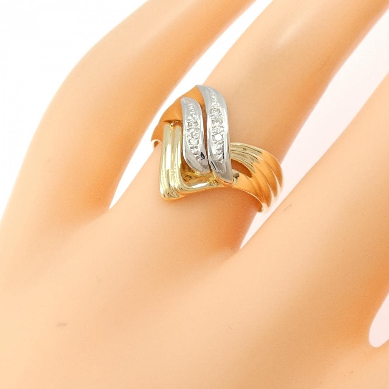 K18YG/PT900 ダイヤモンド リング 0.04CT