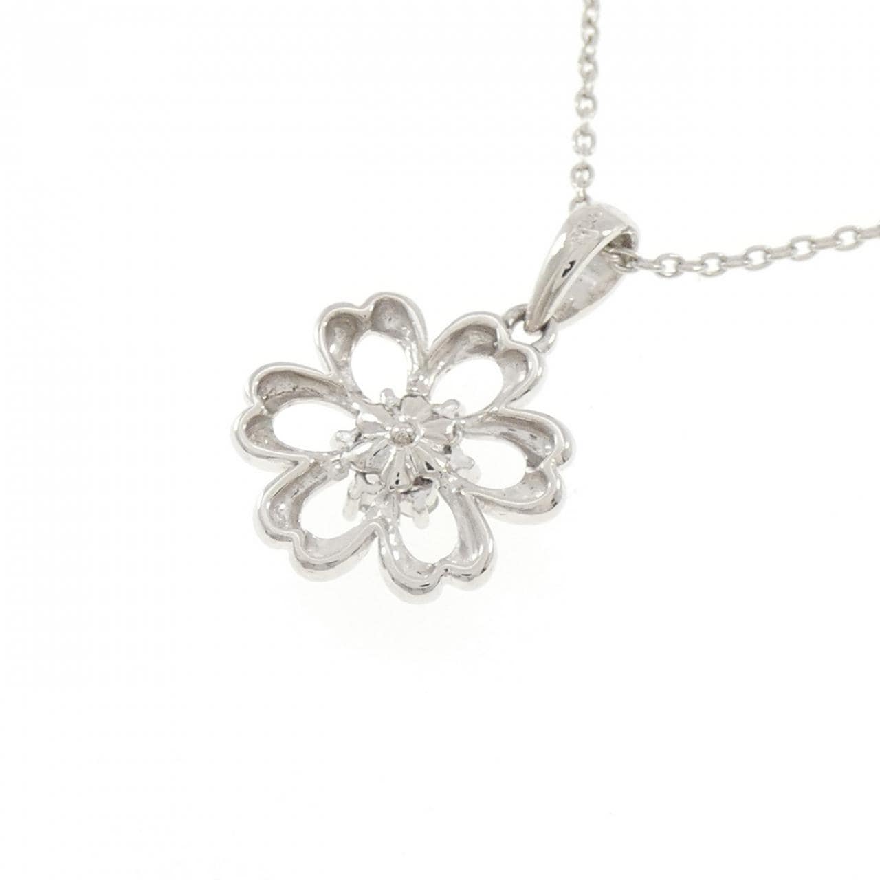 PT950/PT850 フラワー ダイヤモンド ネックレス 0.20CT