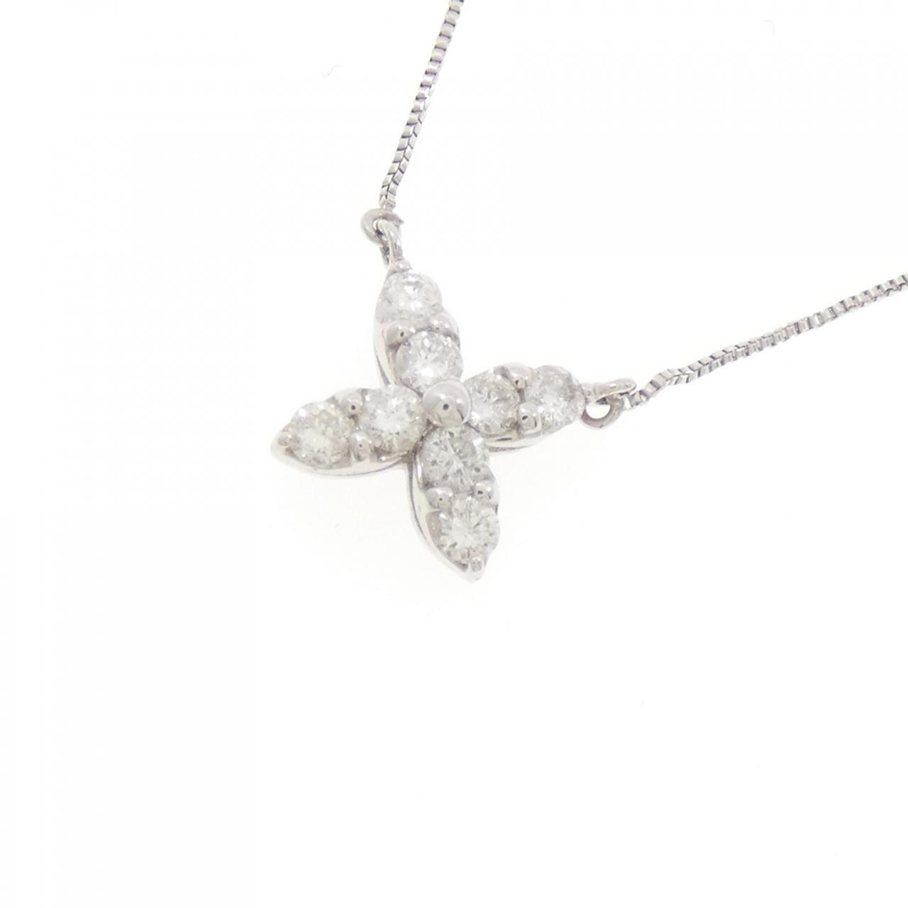 K18WG 花朵钻石项链 0.30CT