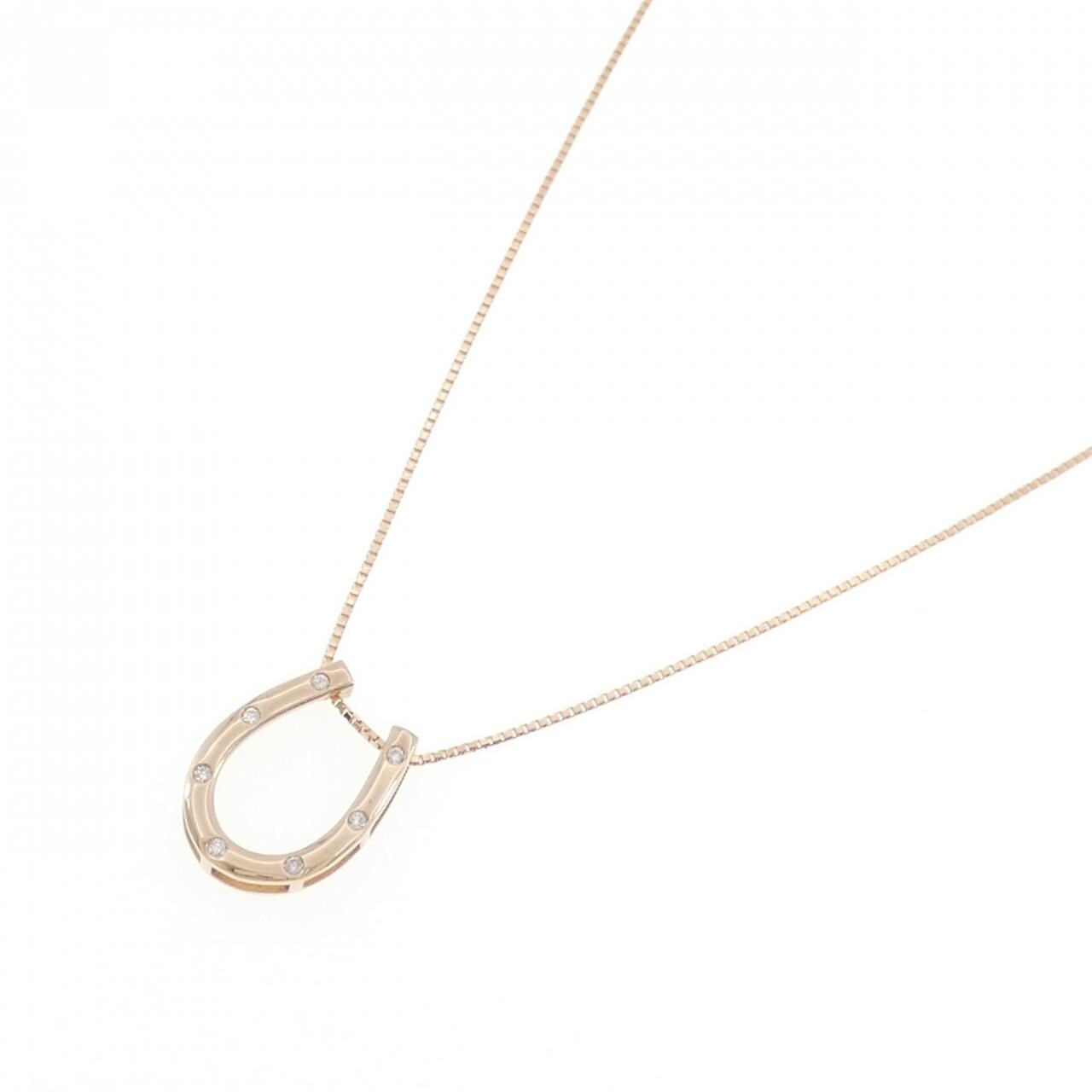K18PG ホースシュー ダイヤモンド ネックレス 0.09CT
