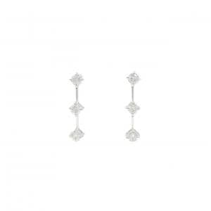 K14WG スリーストーン ダイヤモンド ピアス 0.50CT