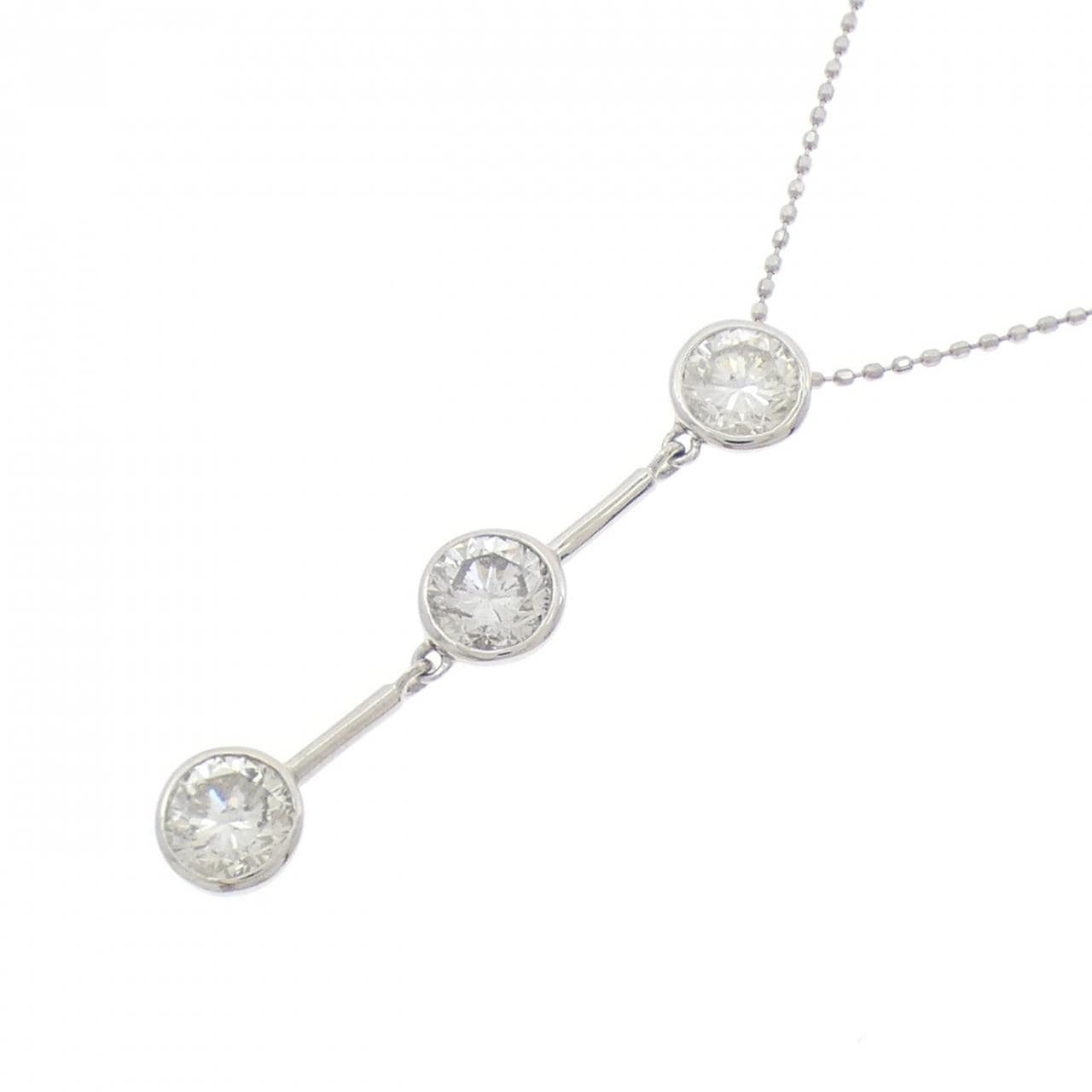 PT900/PT850 スリーストーン ダイヤモンド ネックレス 1.82CT