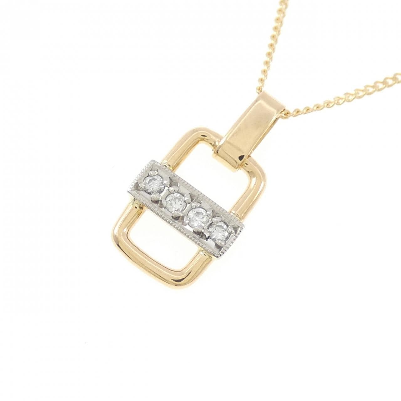 K18YG/PT900 ダイヤモンド ネックレス