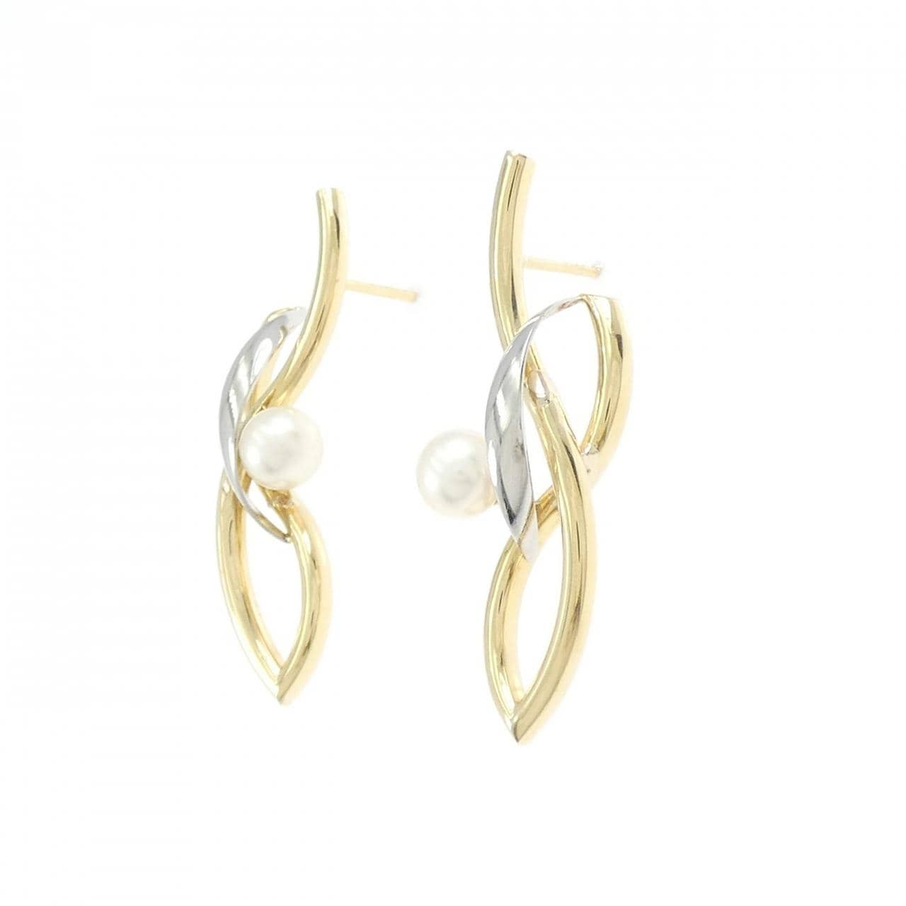 K18YG/PT900 アコヤパール ピアス 4.8mm