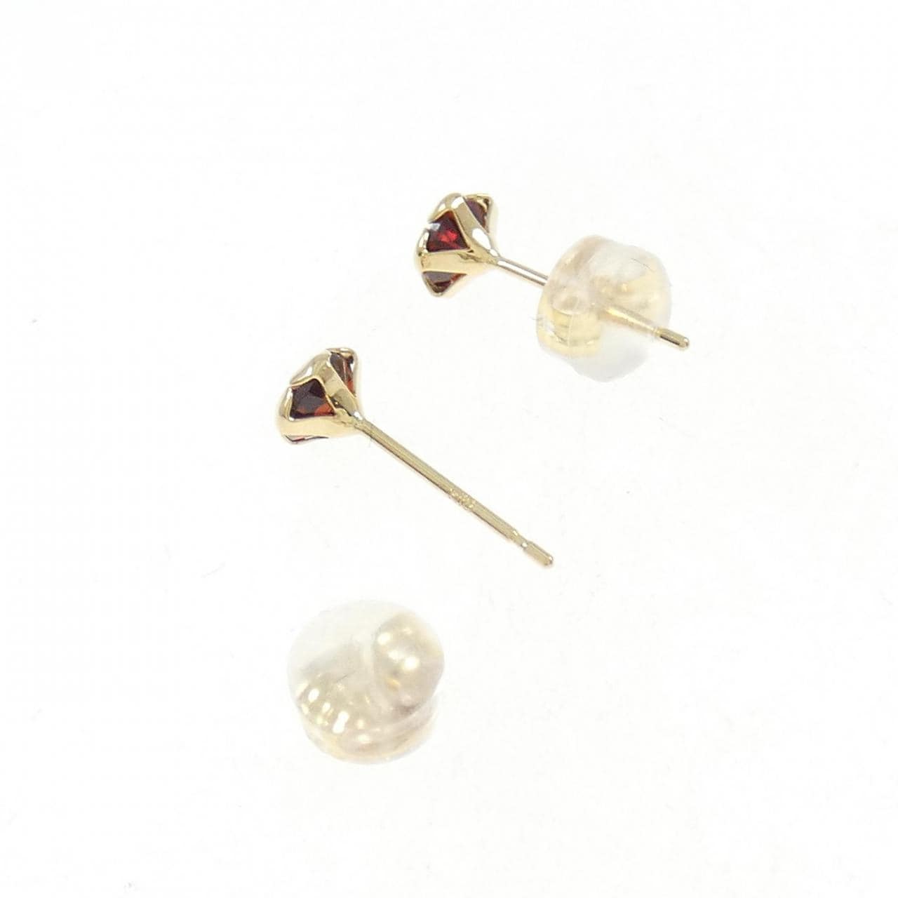 [BRAND NEW] K18YG Flower Garnet Earrings