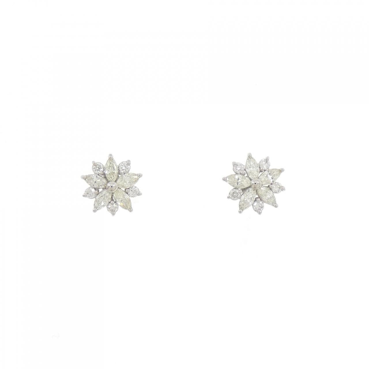 【新品】PT900 フラワー ダイヤモンド ピアス 0.40CT