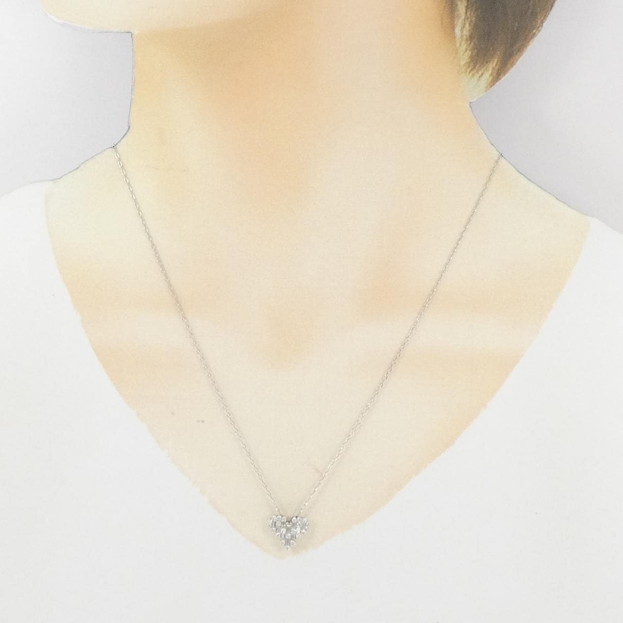 PT900/PT850 ハート ダイヤモンド ネックレス 0.60CT