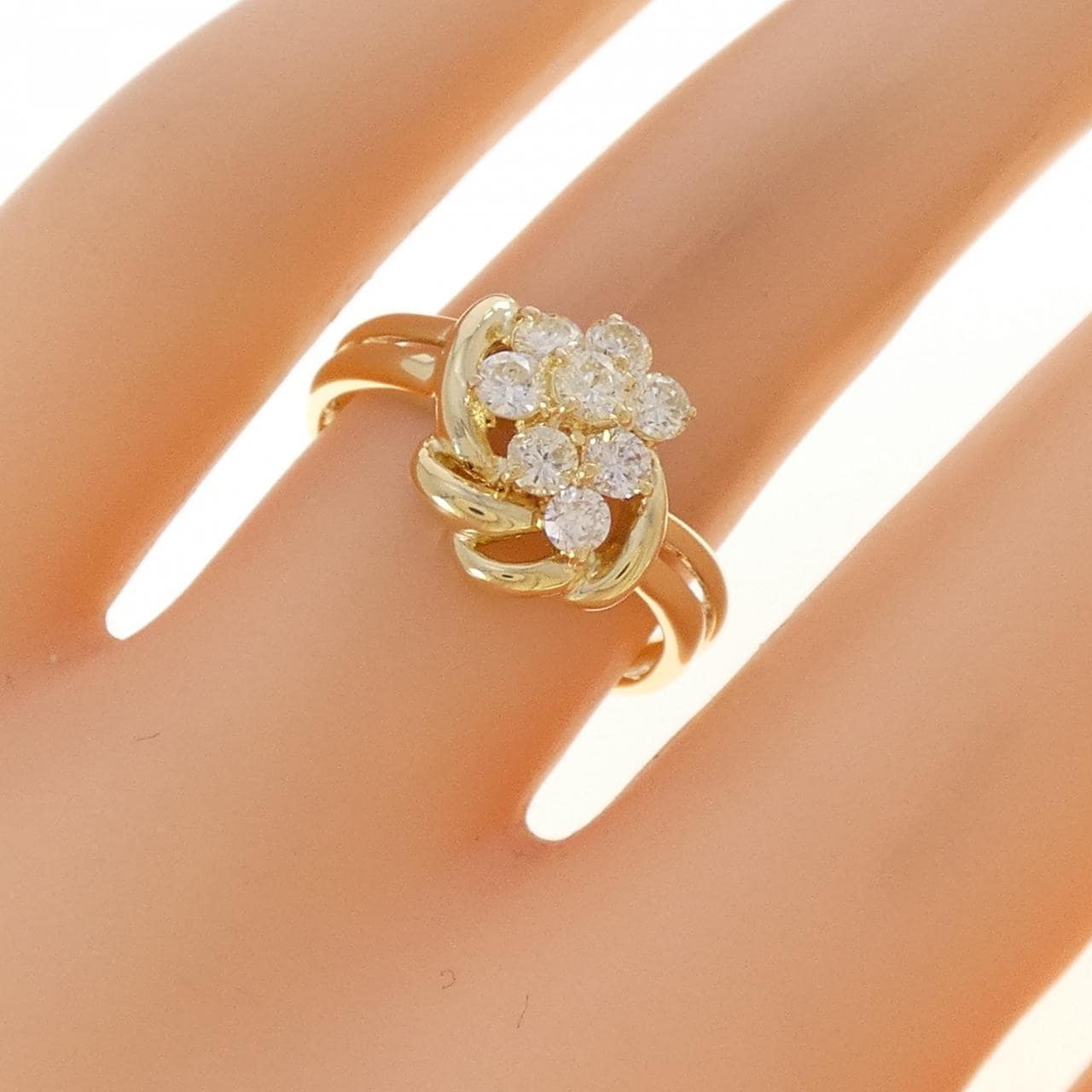 K18YG フラワー ダイヤモンド リング 0.53CT
