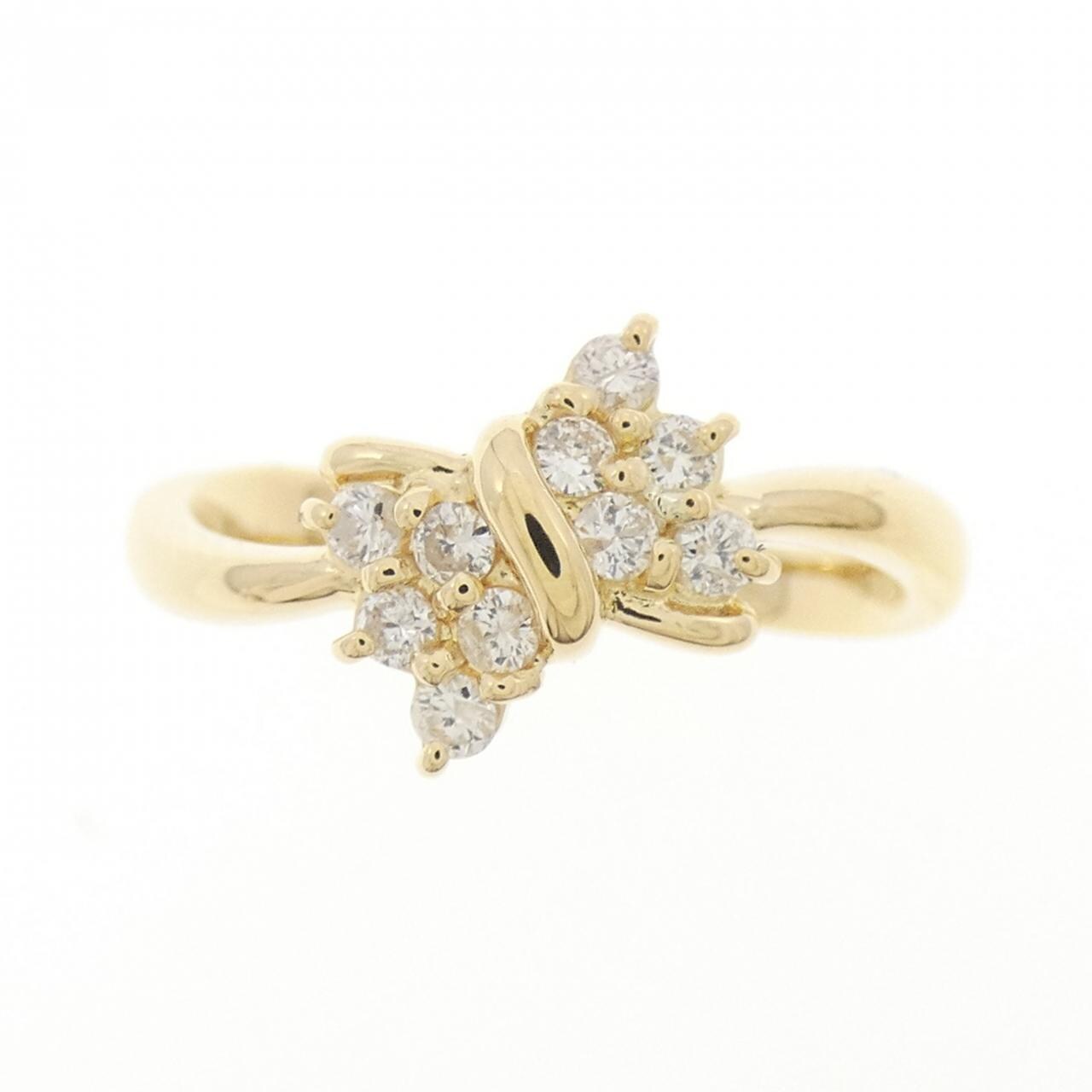 K18YG リボン ダイヤモンド リング 0.20CT