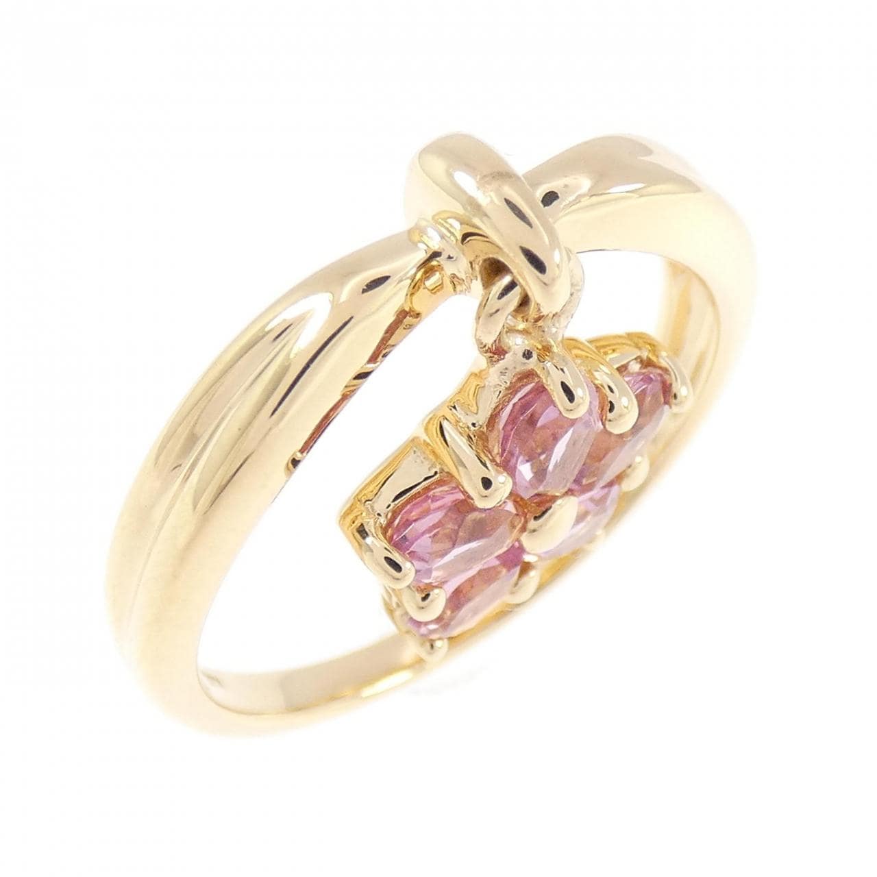 K18YG フラワー トルマリン リング 0.69CT