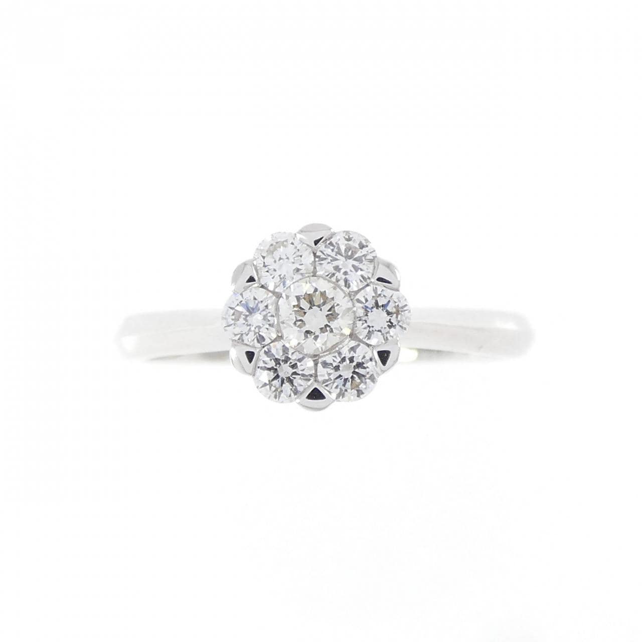750WG フラワー ダイヤモンド リング 0.39CT