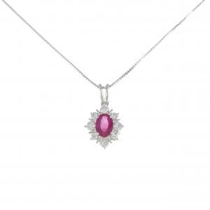 PT900/PT850 ルビー ネックレス 0.90CT ビルマ産