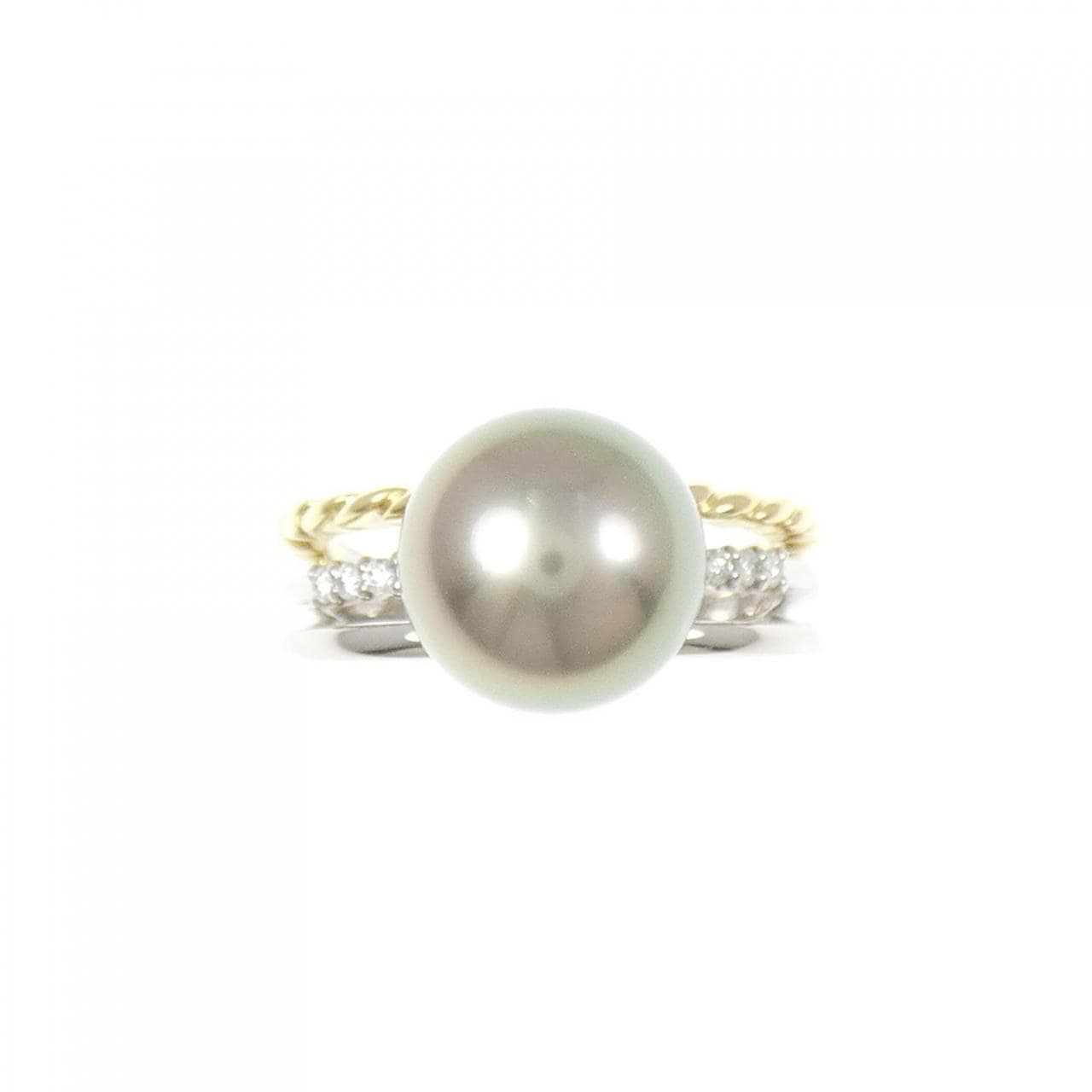 PT900/K18YG 黒蝶パール リング 10.0mm