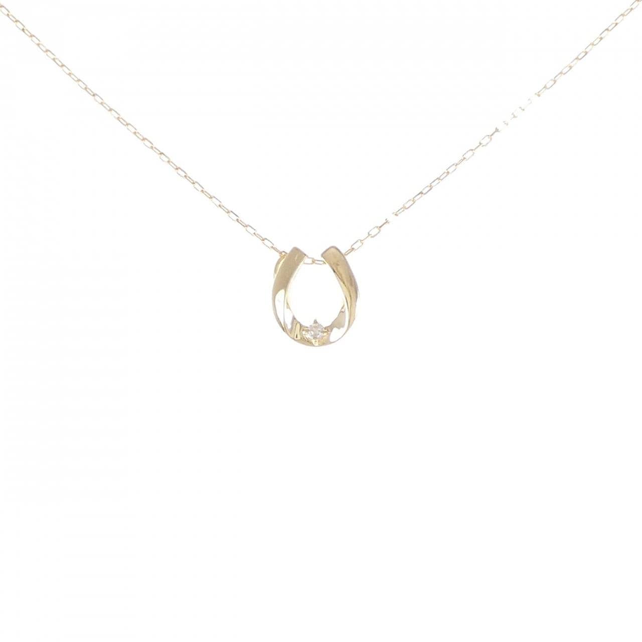 K18YG Horseshoe Diamond Necklace 0.02CT