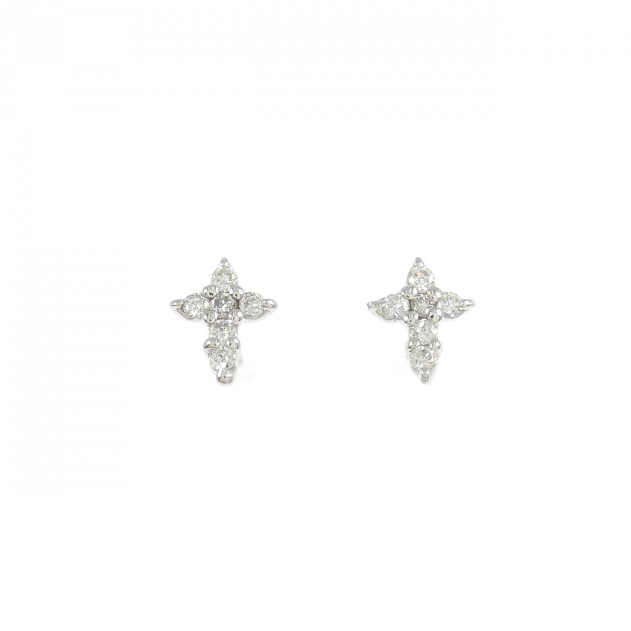 PT/PT900 クロス ダイヤモンド ピアス 0.10CT