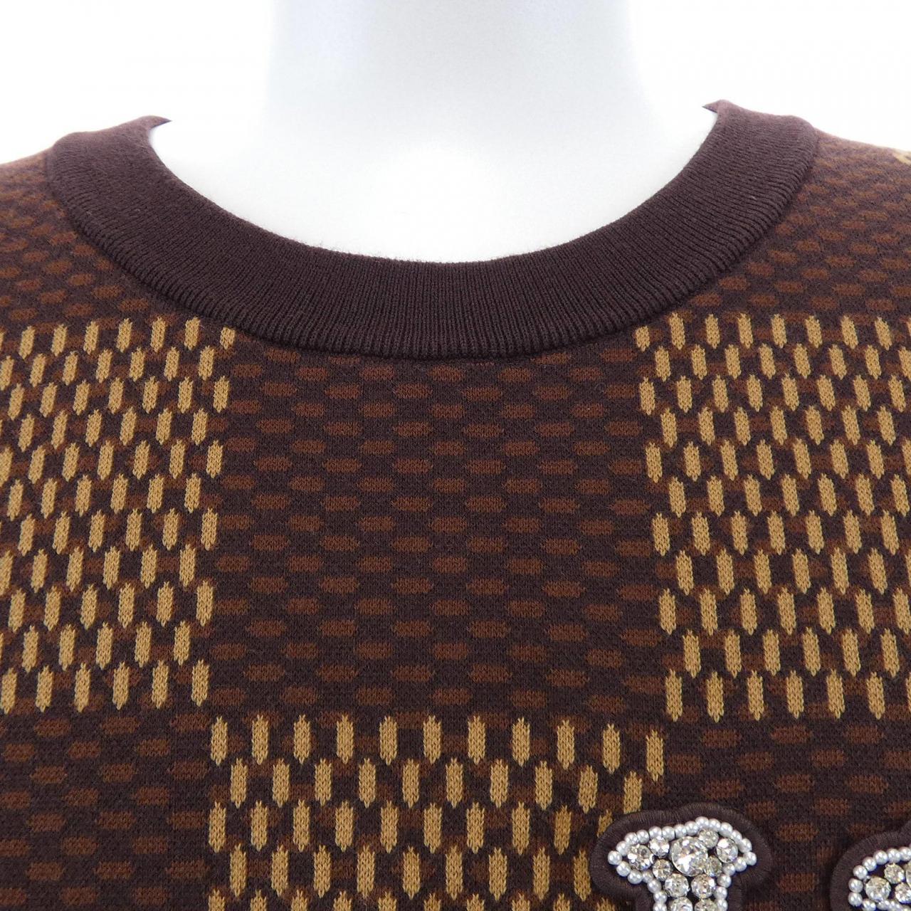 ルイヴィトン LOUIS VUITTON ショートスリーブコットンダミエクルーネックウィズストラスLVパッチ HQN63WAUR ニット