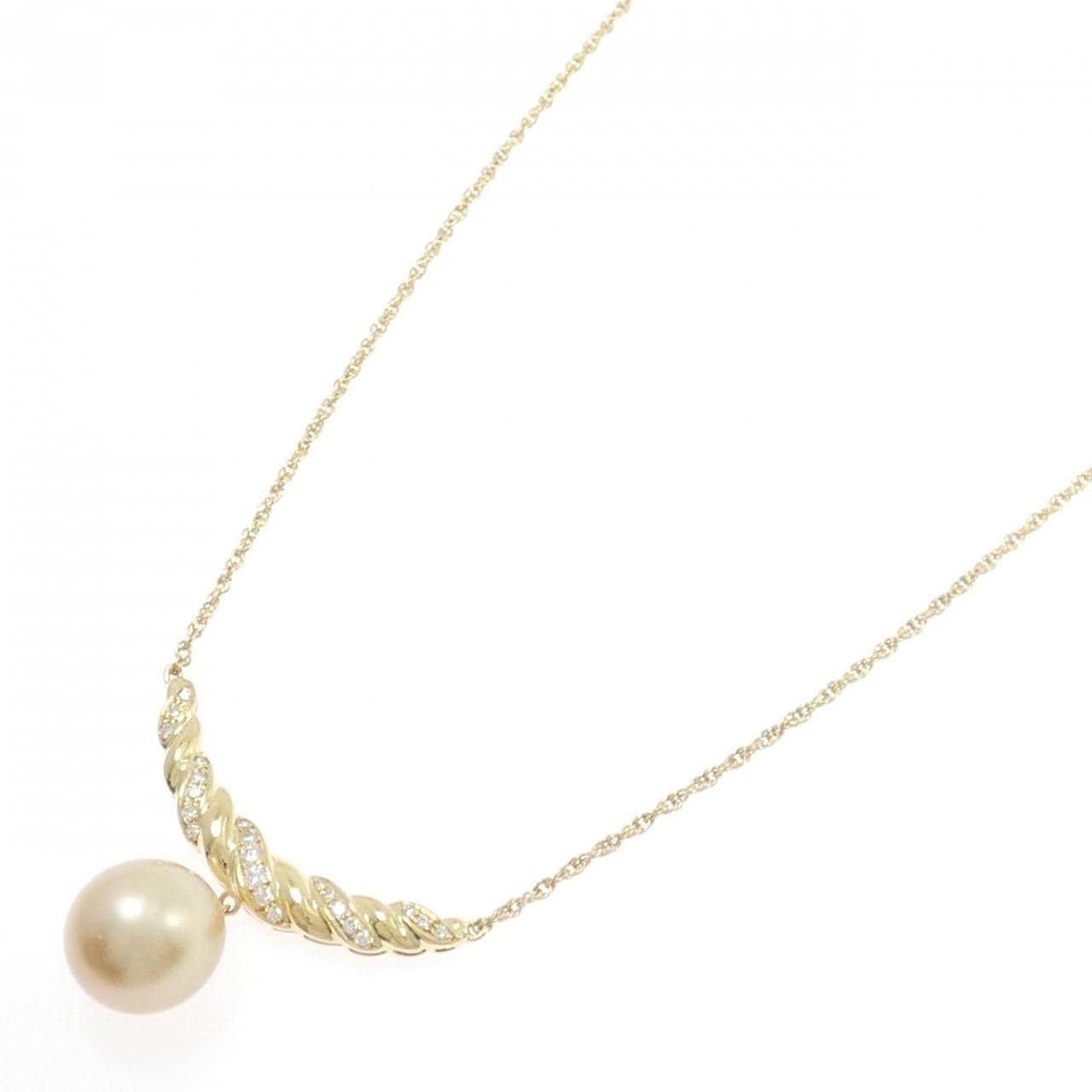 ミキモト ゴールデンパールダイヤネックレス ネックレス 12.3mm