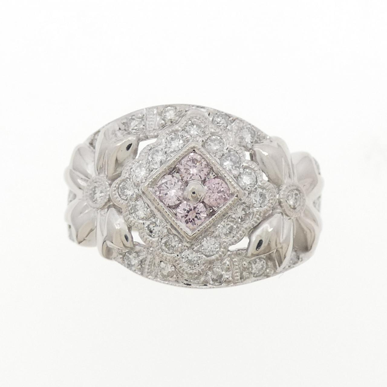 PT900 Flower Pink diamond Ring 0.14CT
