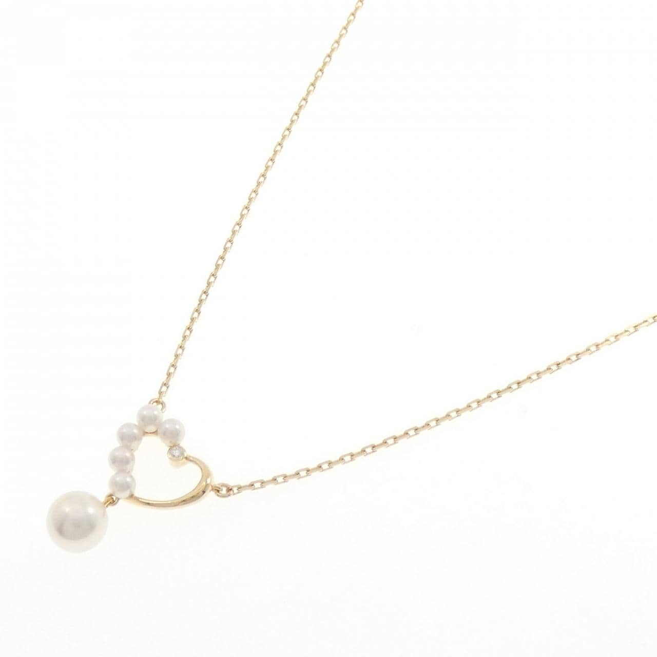 K18YG ハート アコヤパール ネックレス