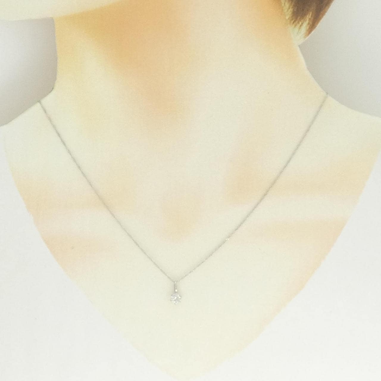 K18WGソリティア  ダイヤモンド ネックレス 0.3CT