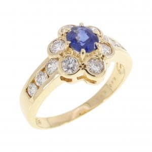 K18YG フラワー サファイヤ リング 0.43CT