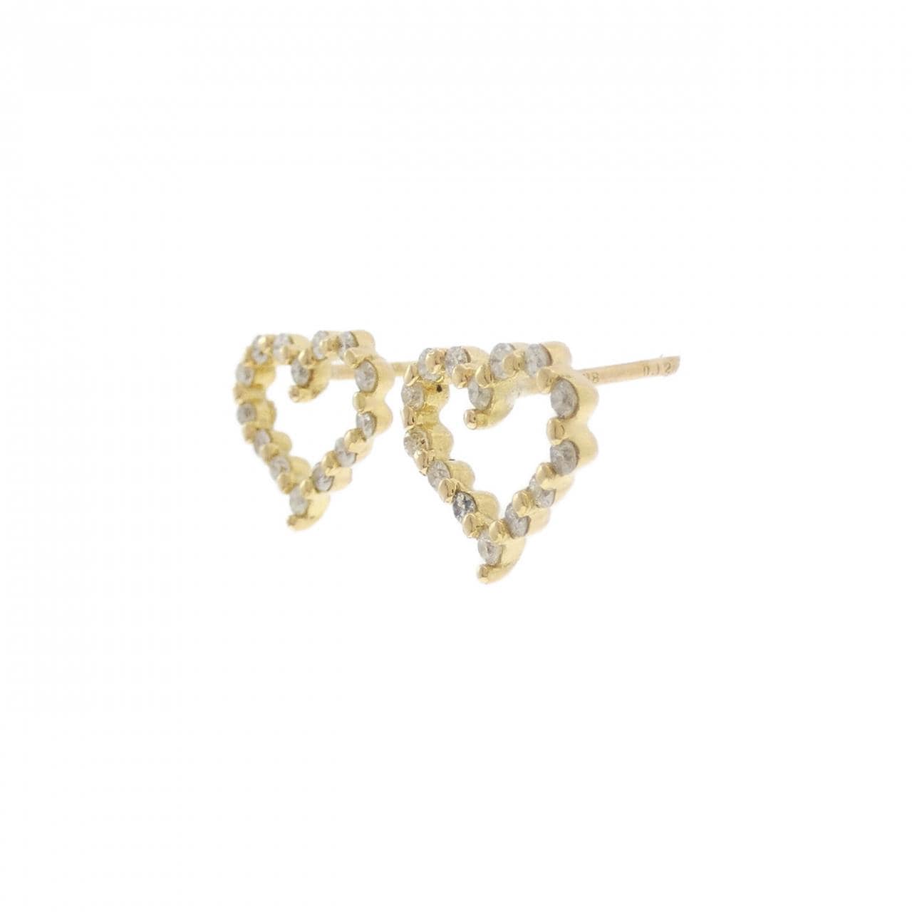 K18YG ハート ダイヤモンド ピアス 0.24CT