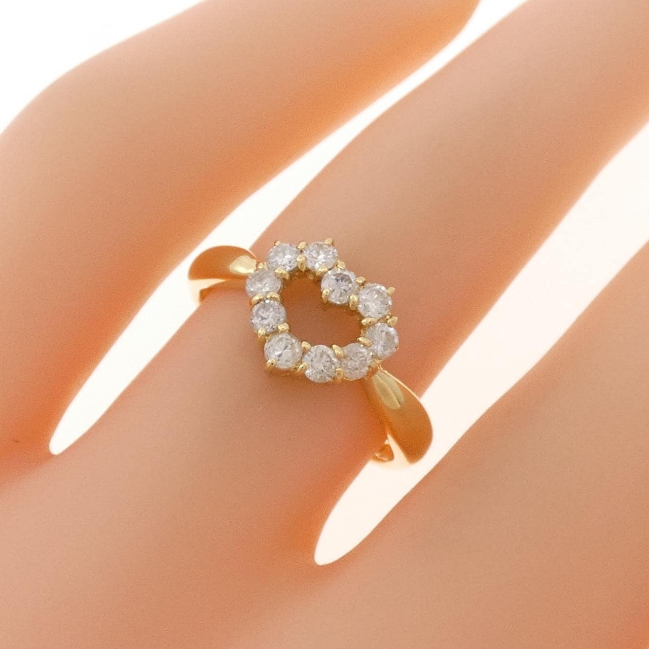 K13YG ハート ダイヤモンド リング 0.35CT