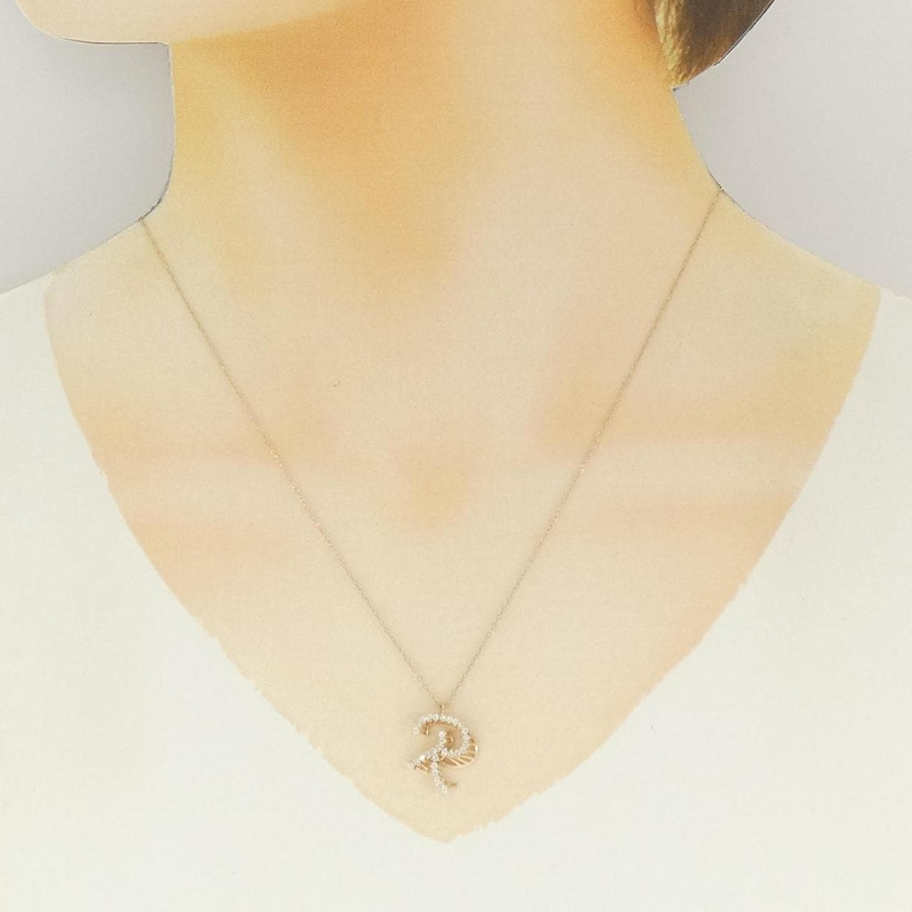 K18PG イニシャルR ダイヤモンド ネックレス 0.24CT