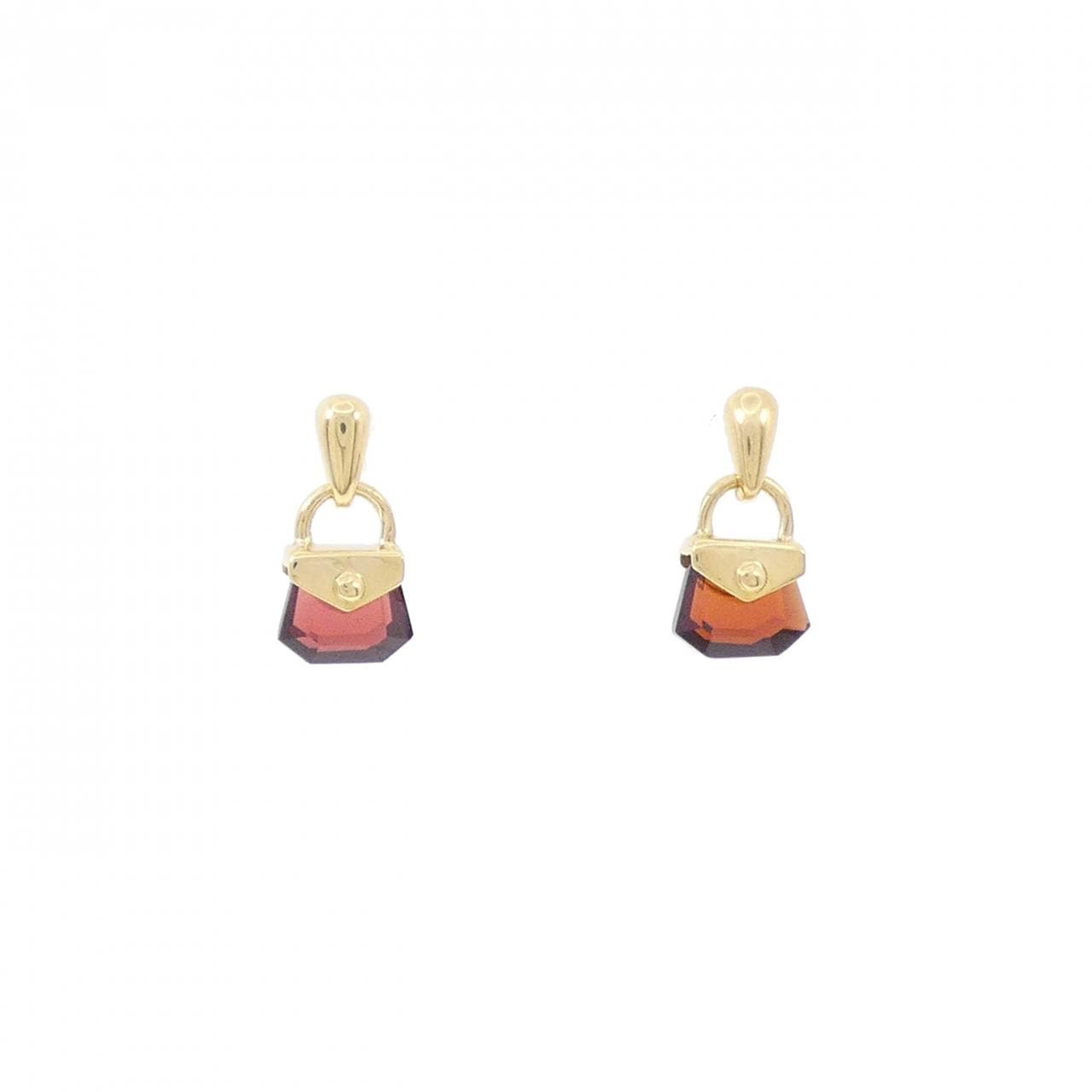 K18YG バッグ ガーネット ピアス
